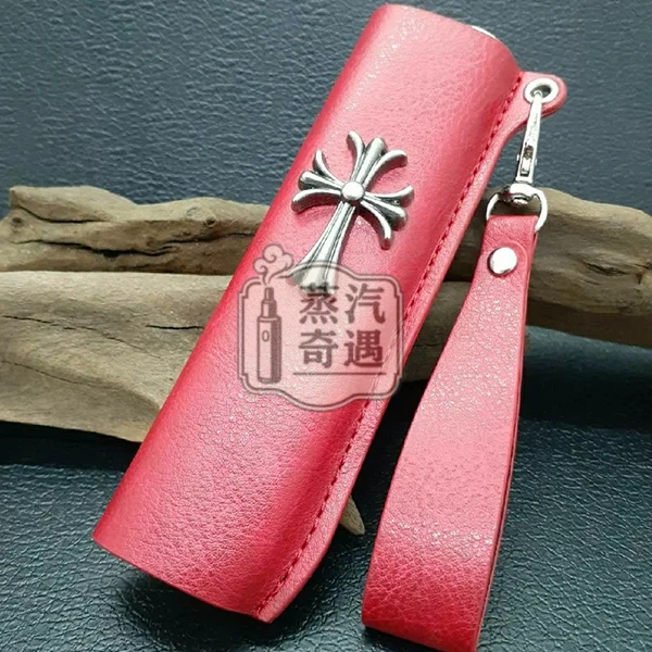【黑色/紅色/黃色/藍色】IQOS ILUMA ONE保護套防摔皮革 哥德風十字造型金屬感設計 適用4.0 / 6 / 7 代一體機｜真皮質感｜附掛繩